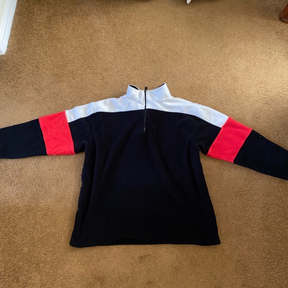Vintage 80’s north Crest Quarter Fleece Red/black/white Size XL but more L